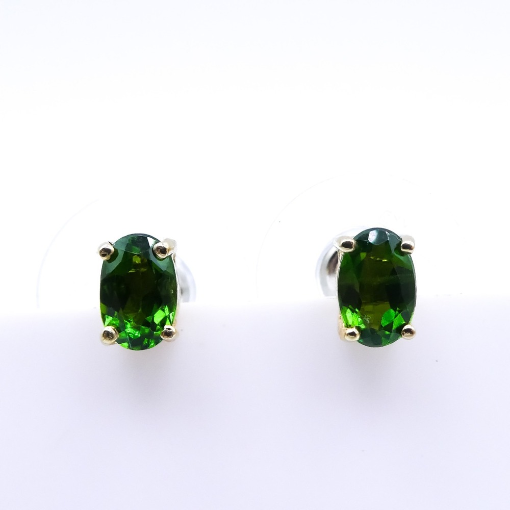 New Chrome Diopside 1 ctw Sterling Silver Gold Vermeil Stud Earrings Djoy 925
